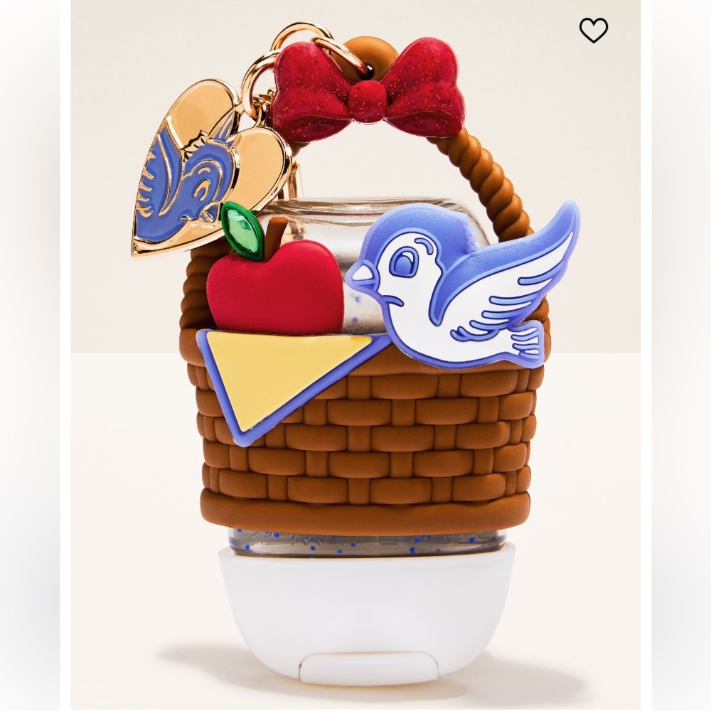 Snow White Basket PocketBac Holder, Bath & Body Works, Gold-Tone Clip+Charm, NWT